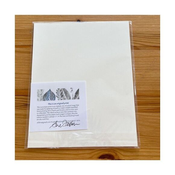 Maple Leaf Art Print Monotype Block Oil Ink Fall Autum Sz 5 x 7 Burgundy Green - Picture 2 of 7